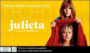 PREMIO FAPAE COMSCORE: El filme JULIETA obtiene el galardón a la película española de mayor repercusión internacional